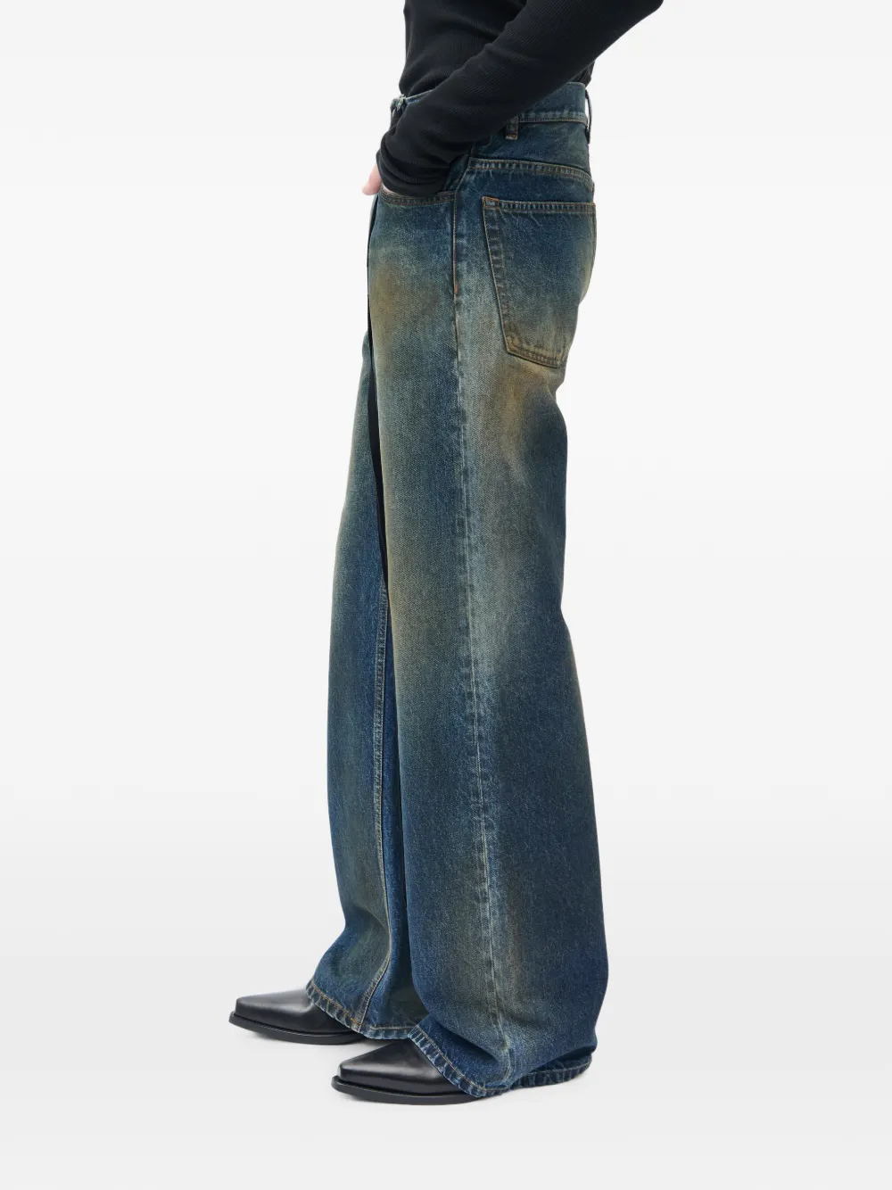 Ann Demeulemeester Jeans met kanten detail en stonewashed-effect Blauw
