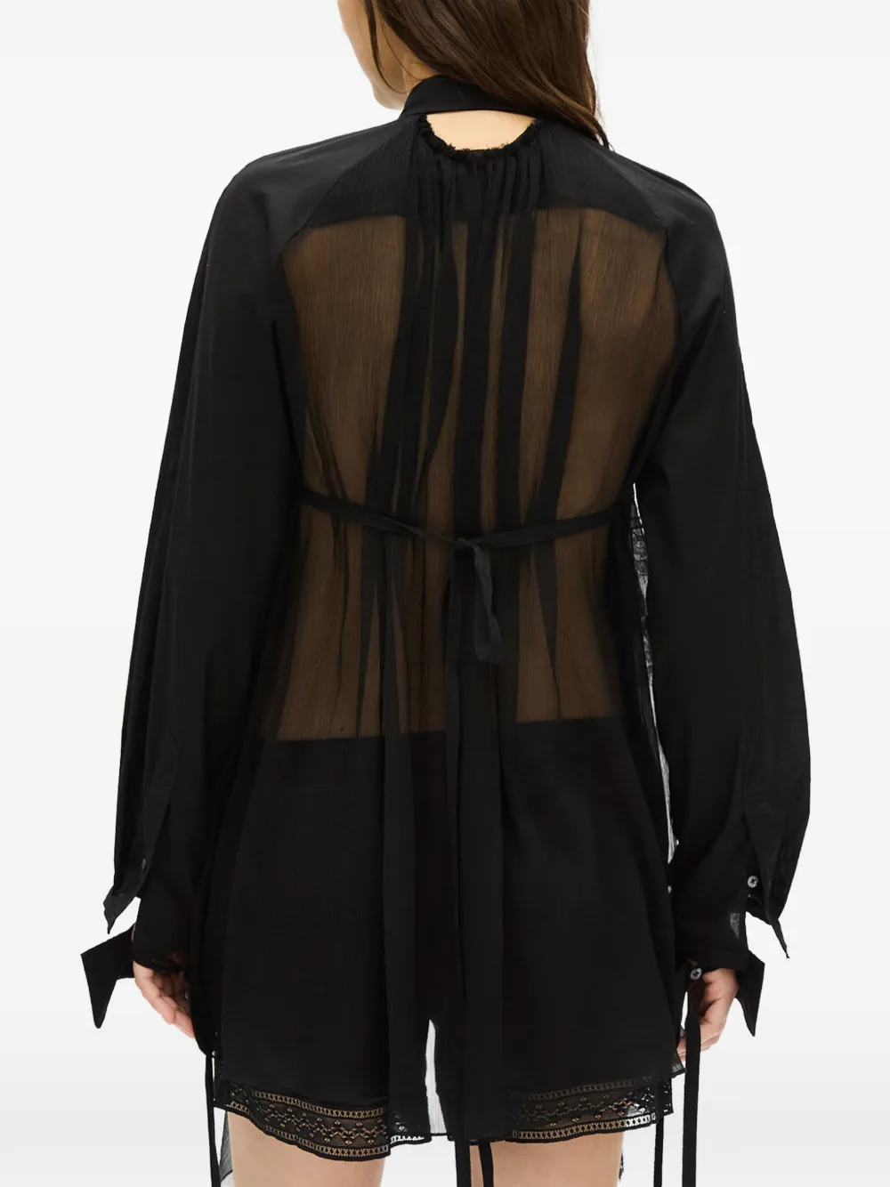 Ann Demeulemeester Plooirok met kanten afwerking Zwart