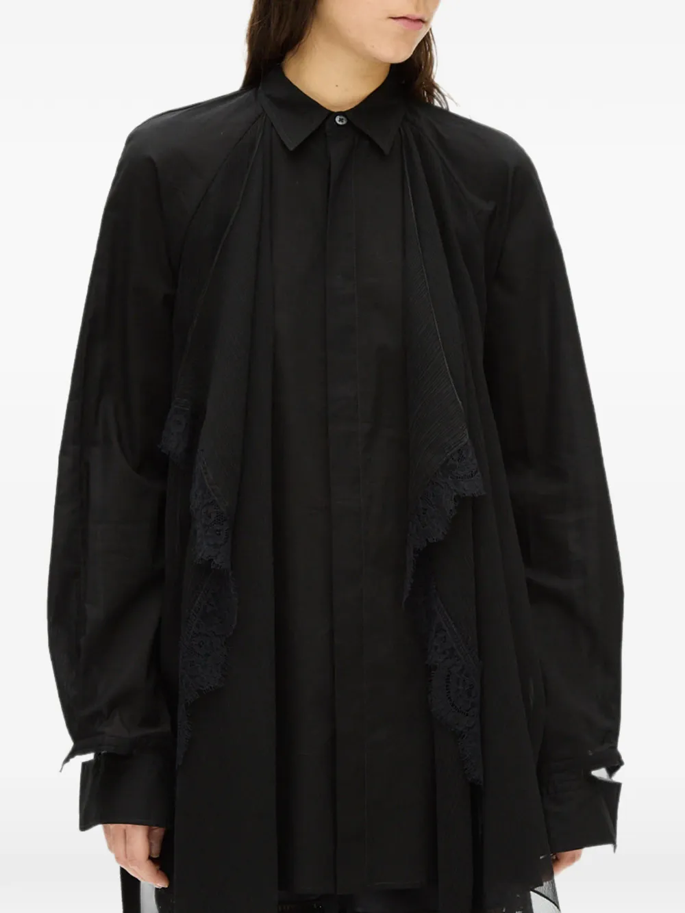 Ann Demeulemeester Plooirok met kanten afwerking Zwart