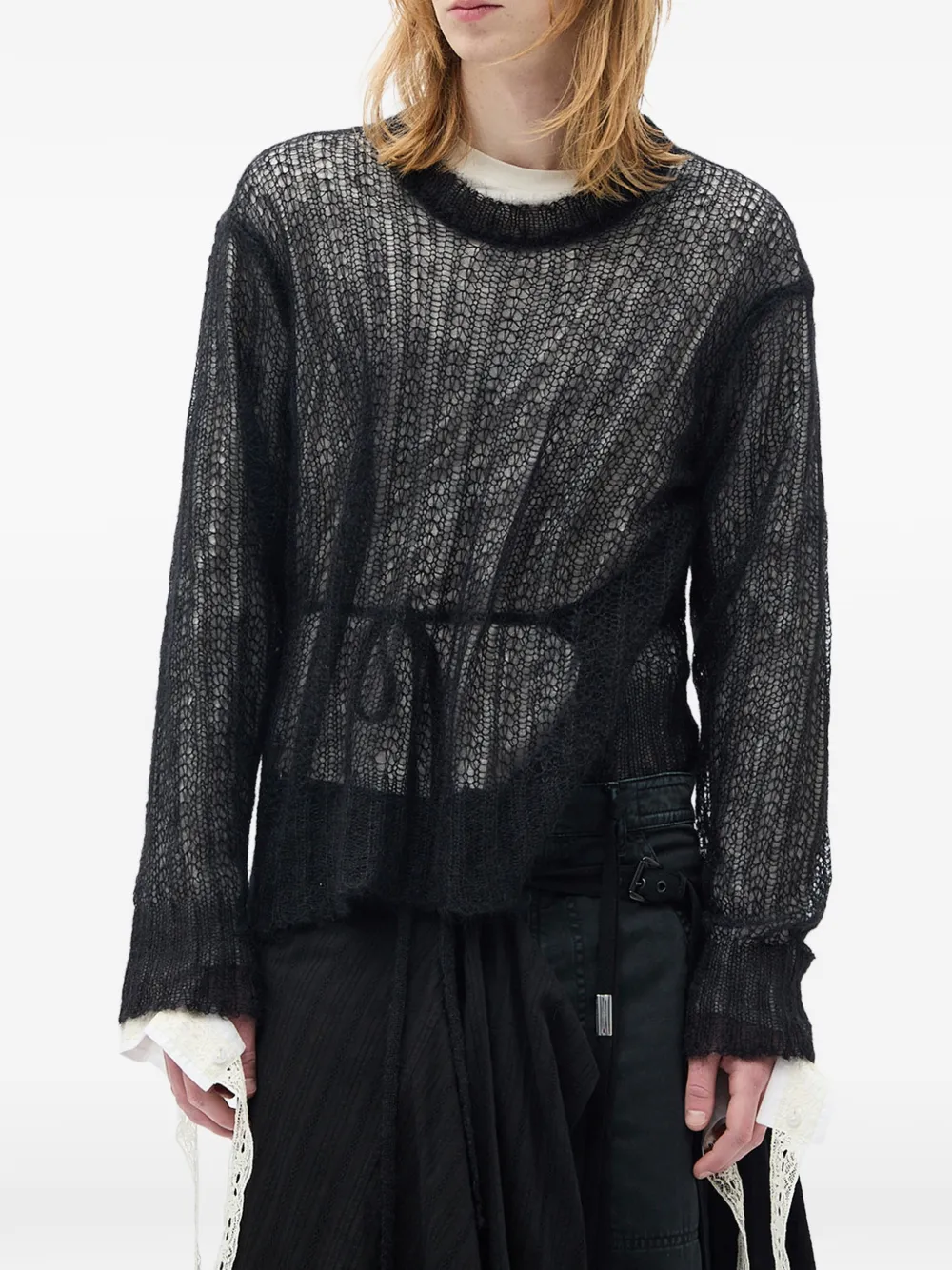 Ann Demeulemeester Levar open-knit sweater - Nero