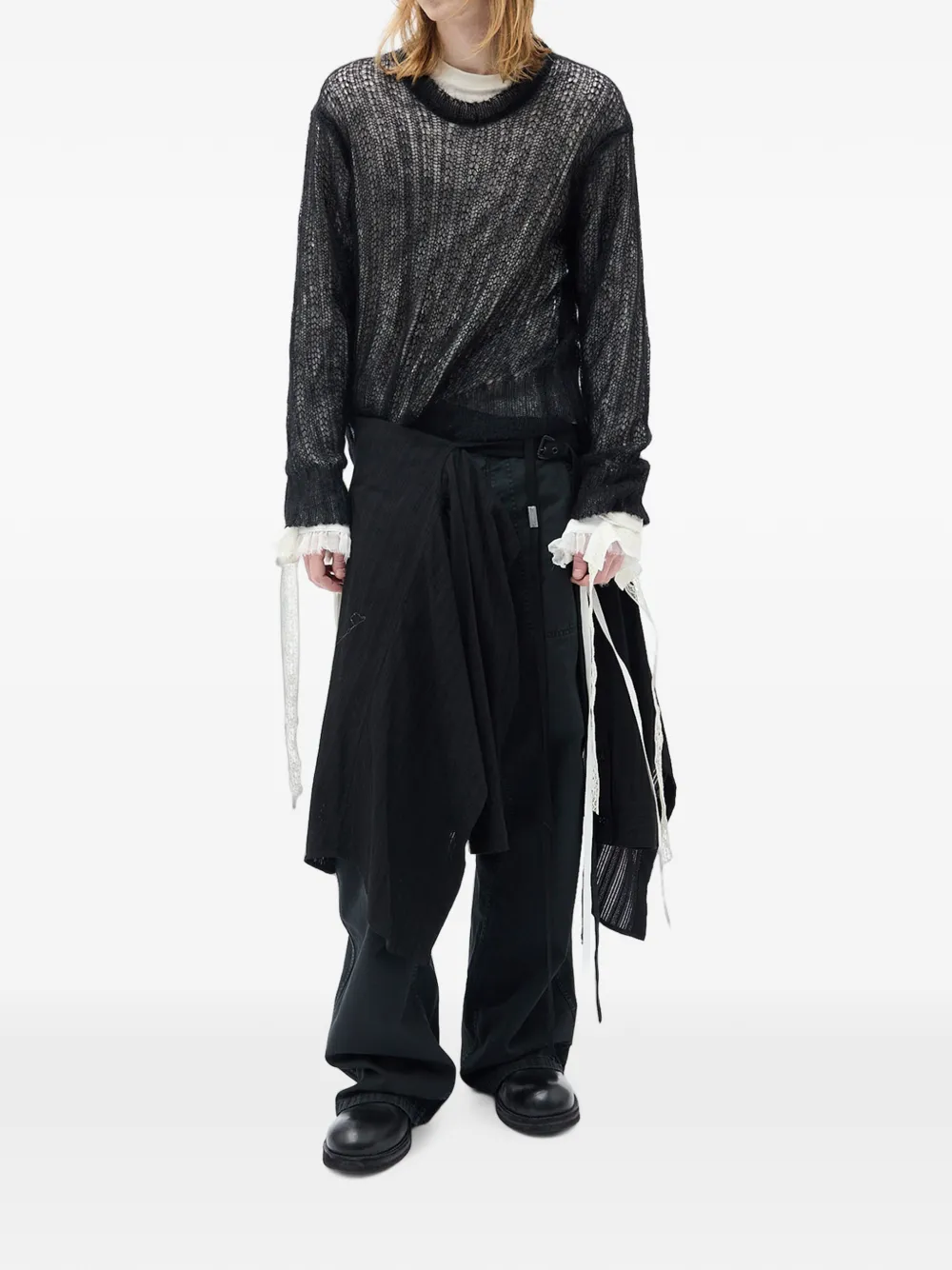 Ann Demeulemeester Levar opengebreide trui Zwart