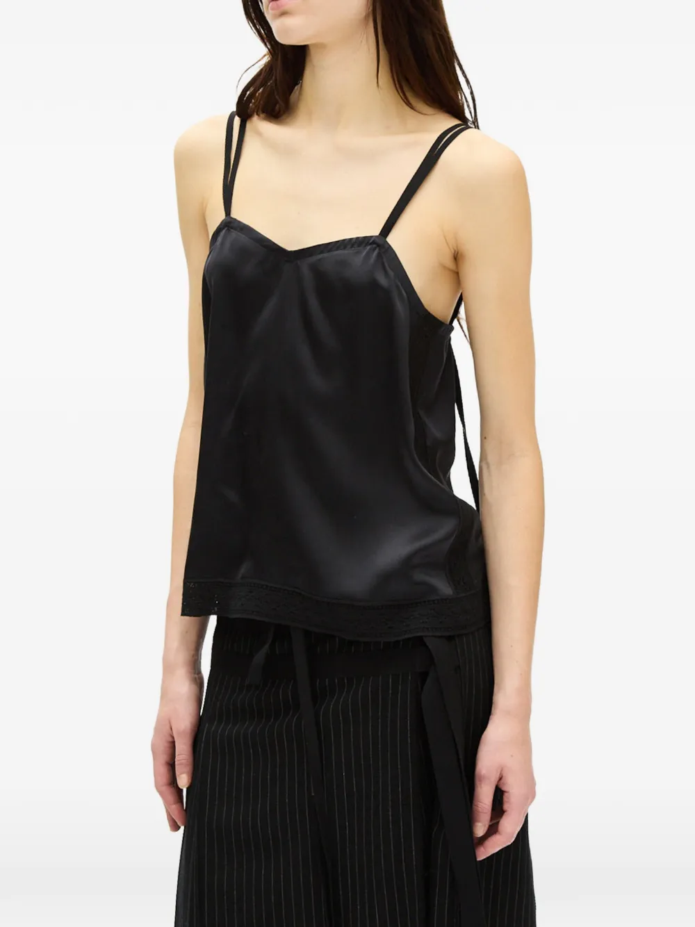 Ann Demeulemeester Hemd met afwerking van kant Zwart