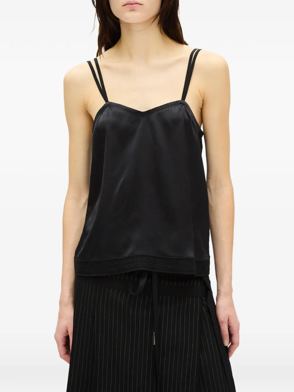 Ann Demeulemeester Top con finiture in pizzo - Nero