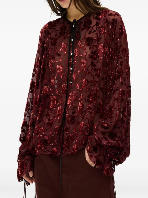 Ann Demeulemeester devoré velvet-rose blouse