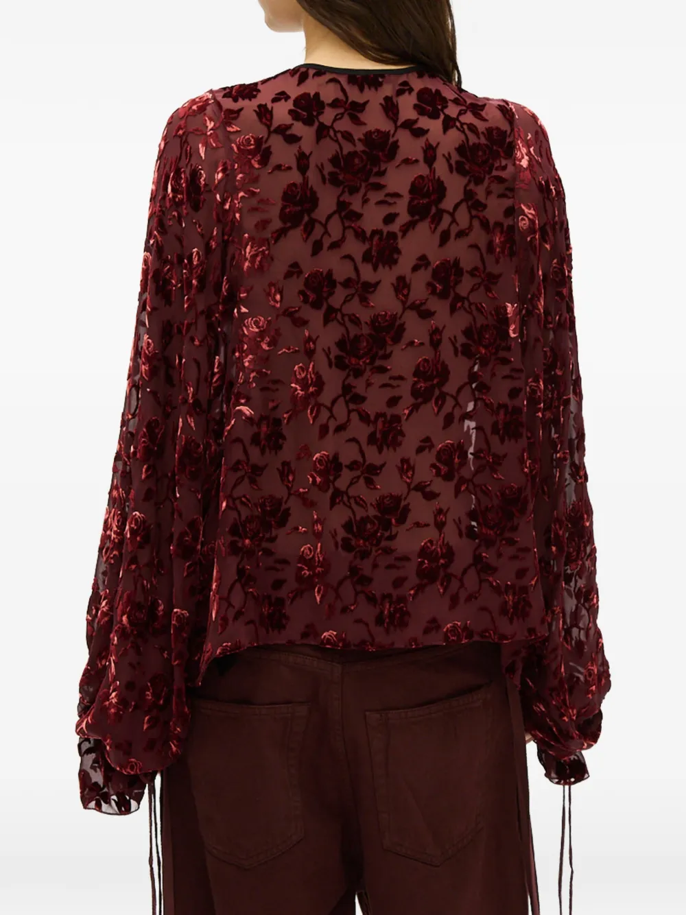 Ann Demeulemeester Devoré blouse met fluwelen roos Rood