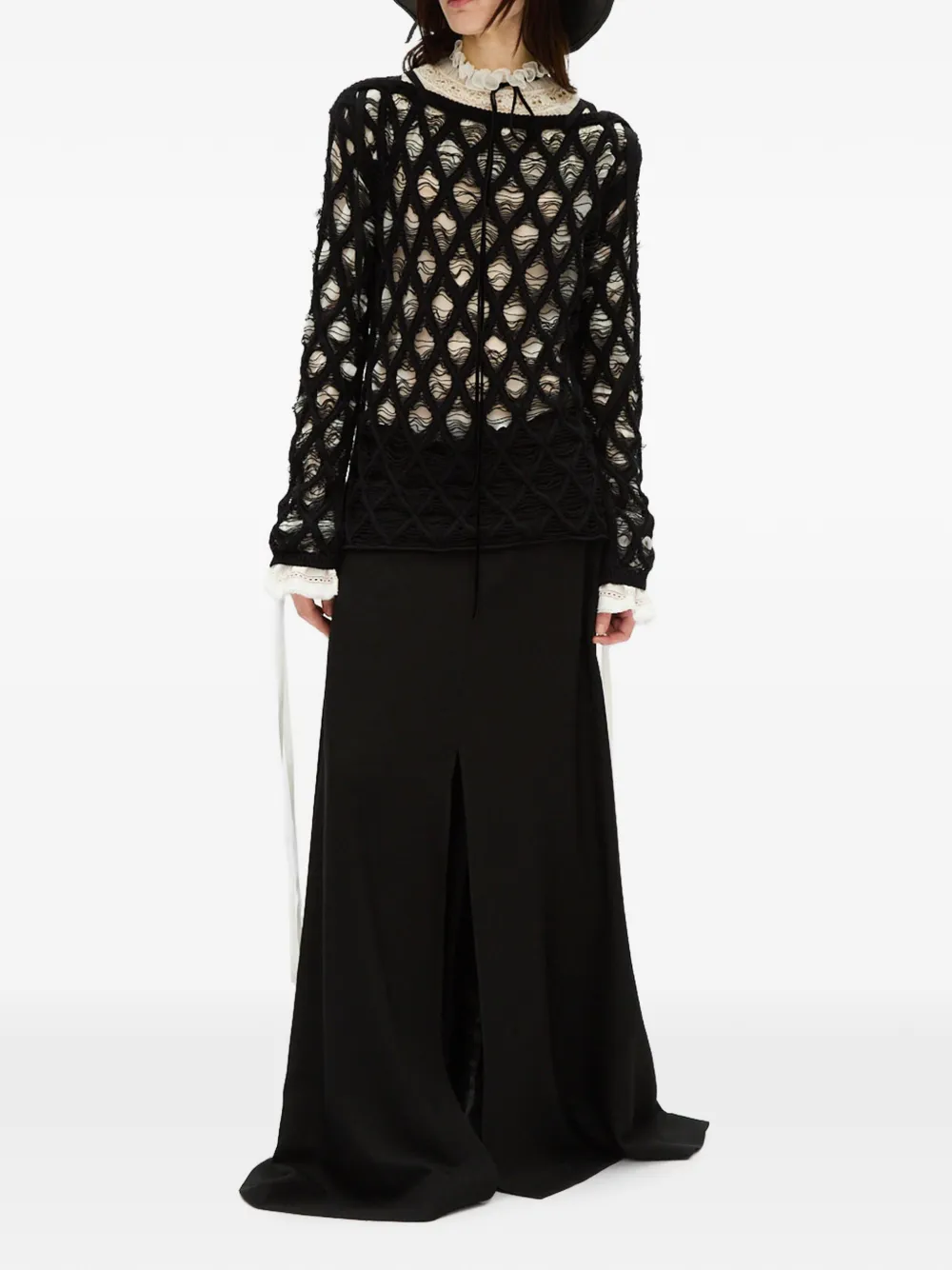 Ann Demeulemeester Maxi-rok met split Zwart