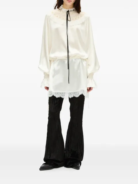 Ann Demeulemeester lace-trim ruffled mini dress
