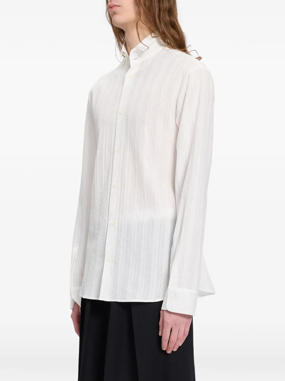Ann Demeulemeester Rico overhemd met opstaande kraag Beige