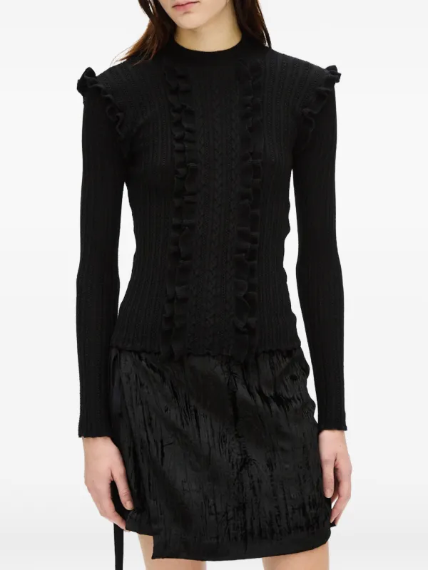 Ann Demeulemeester Ruffled-details Sweater in Black