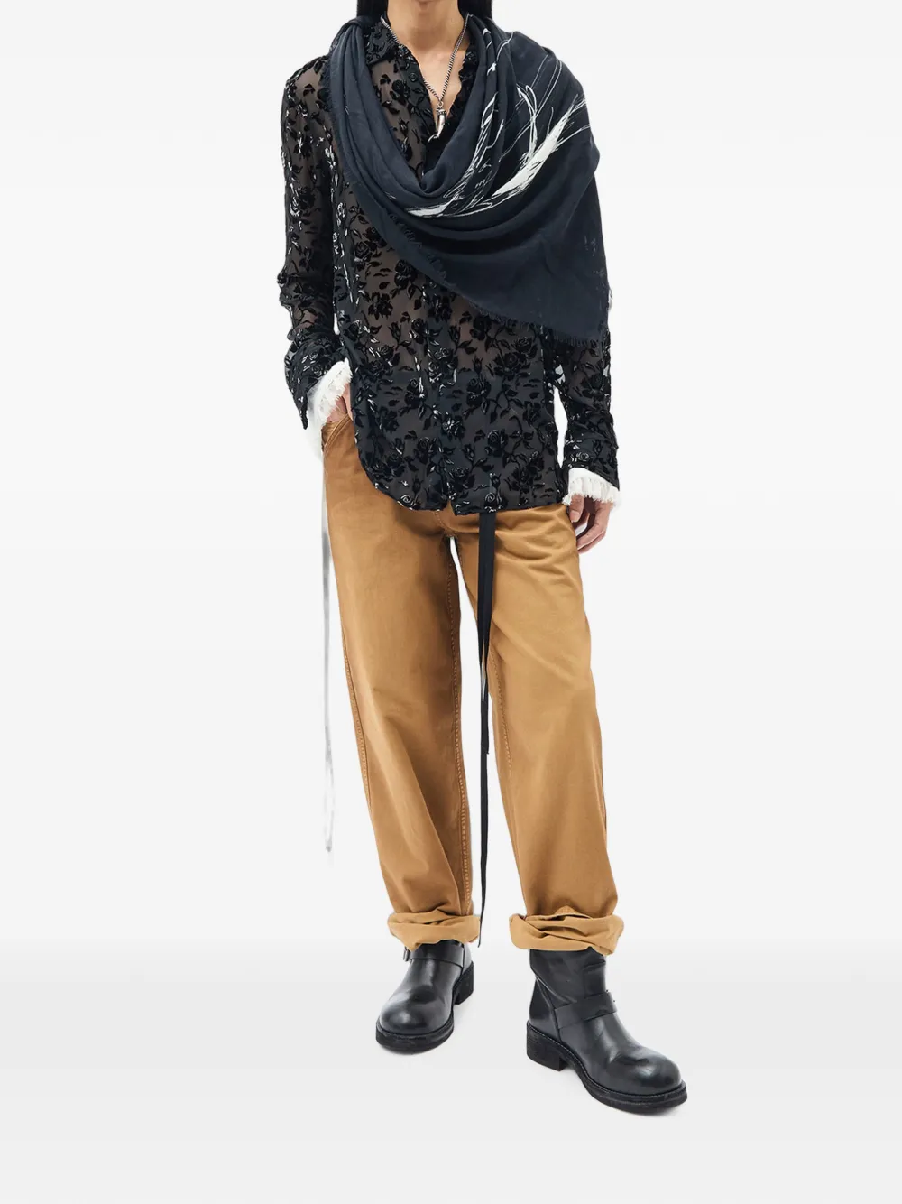 Ann Demeulemeester Broek van geborsteld katoen Beige