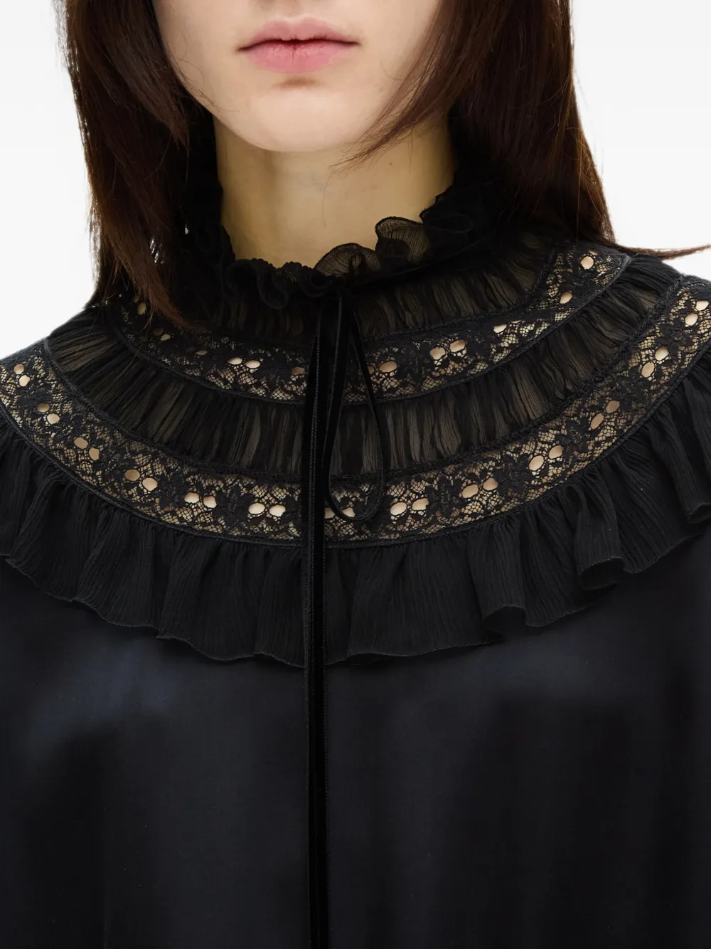 Ann Demeulemeester Armida mini-jurk met kraag met ruches Zwart