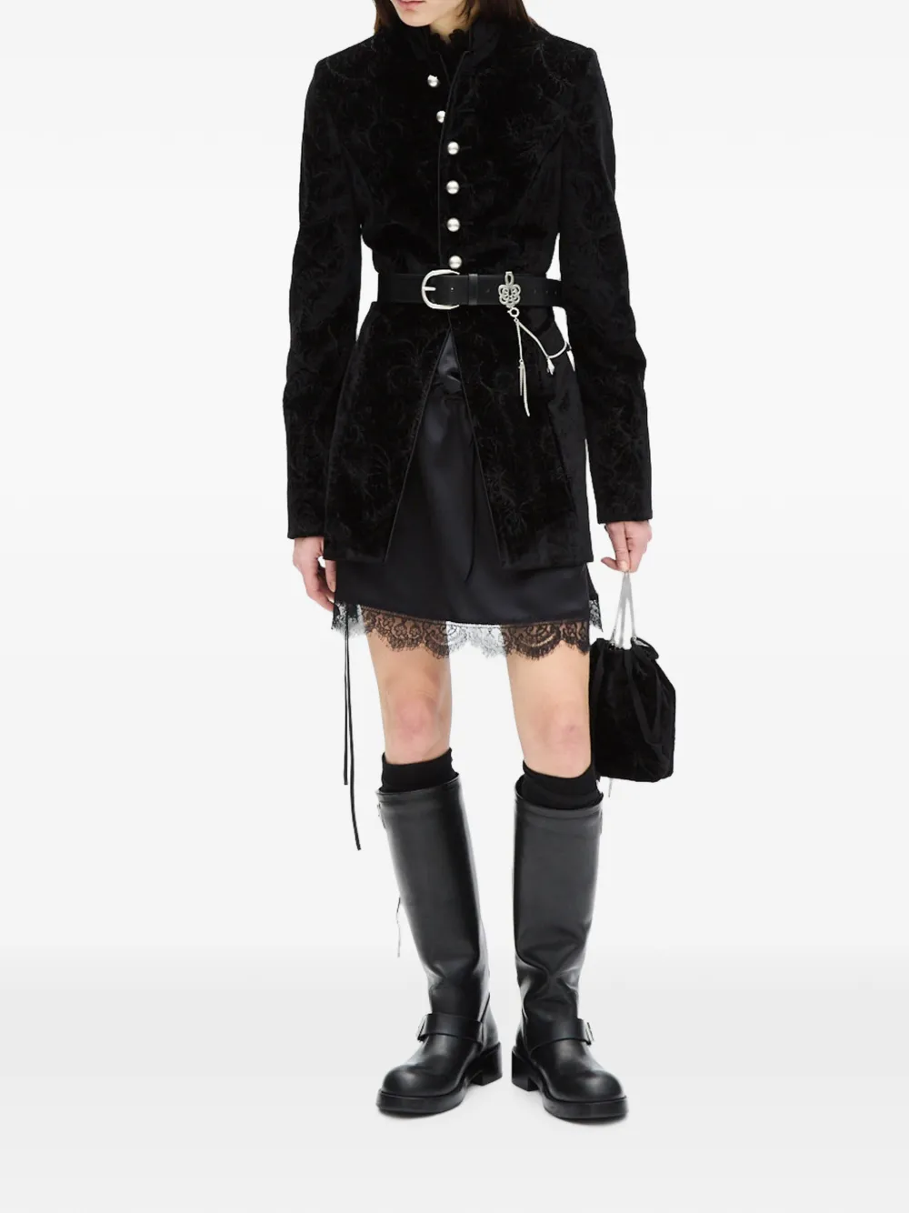 Ann Demeulemeester Armida mini-jurk met kraag met ruches Zwart