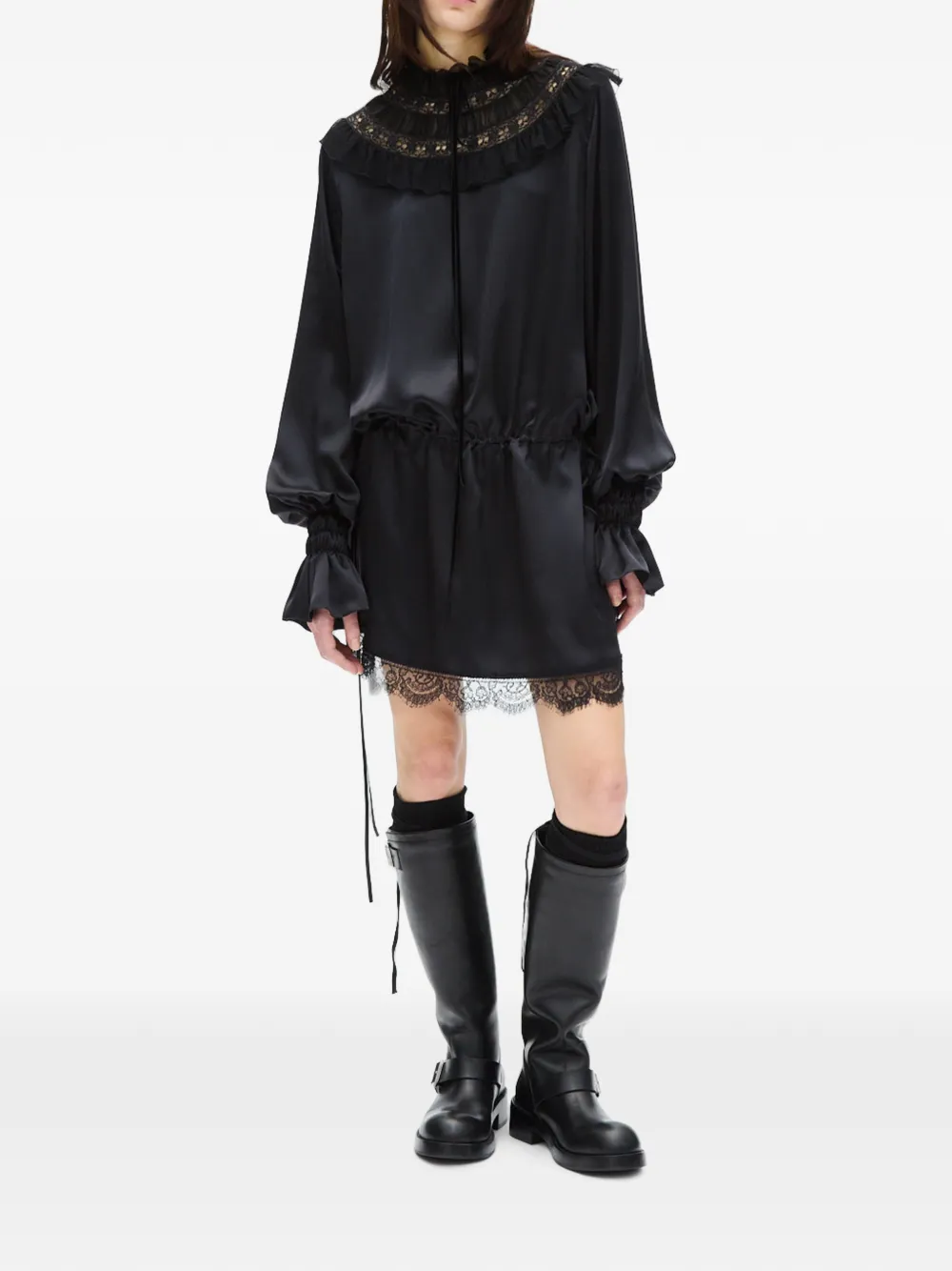 Ann Demeulemeester Armida Minikleid mit Rüschenkragen - Schwarz