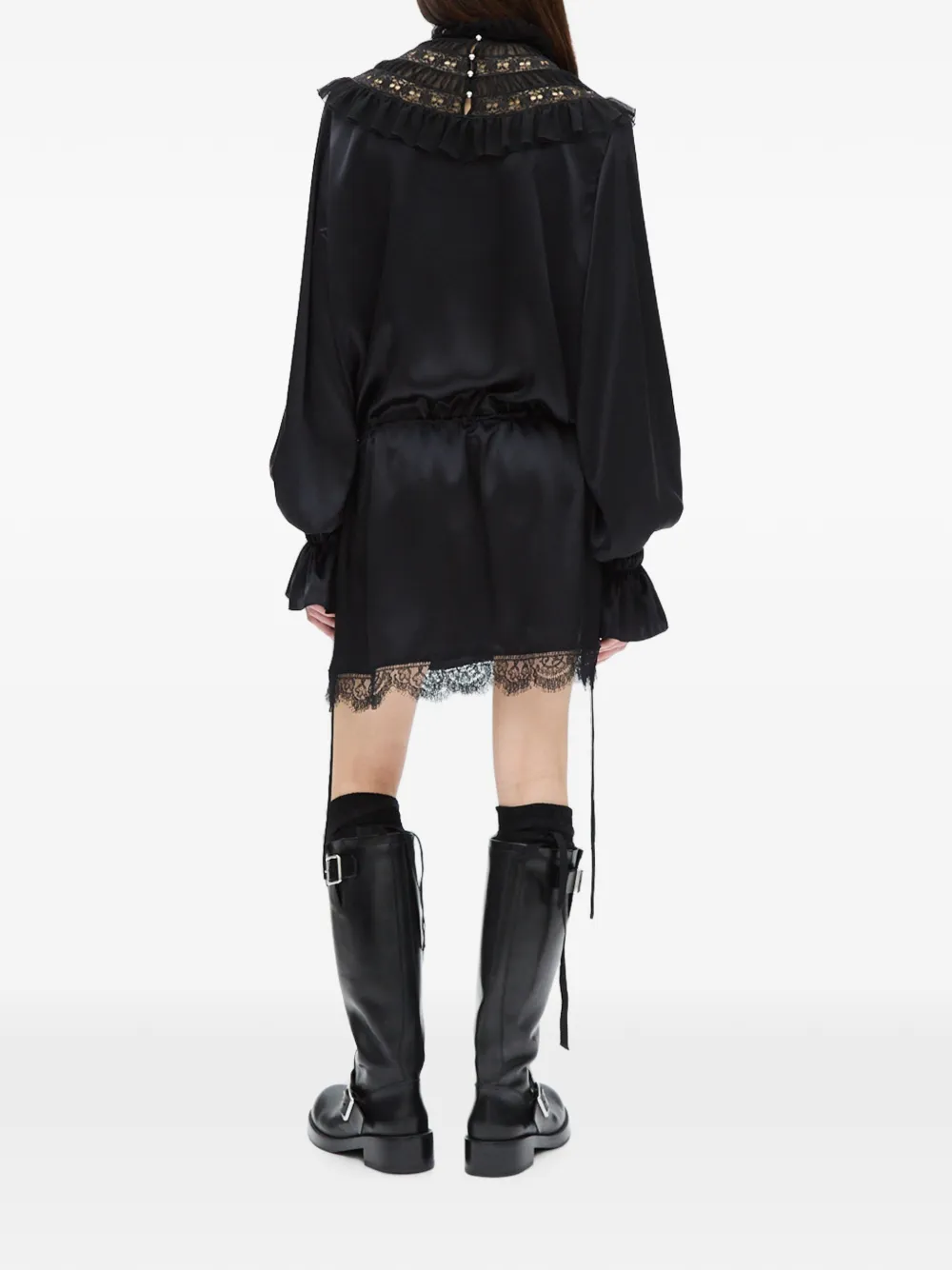 Ann Demeulemeester Armida mini-jurk met kraag met ruches Zwart