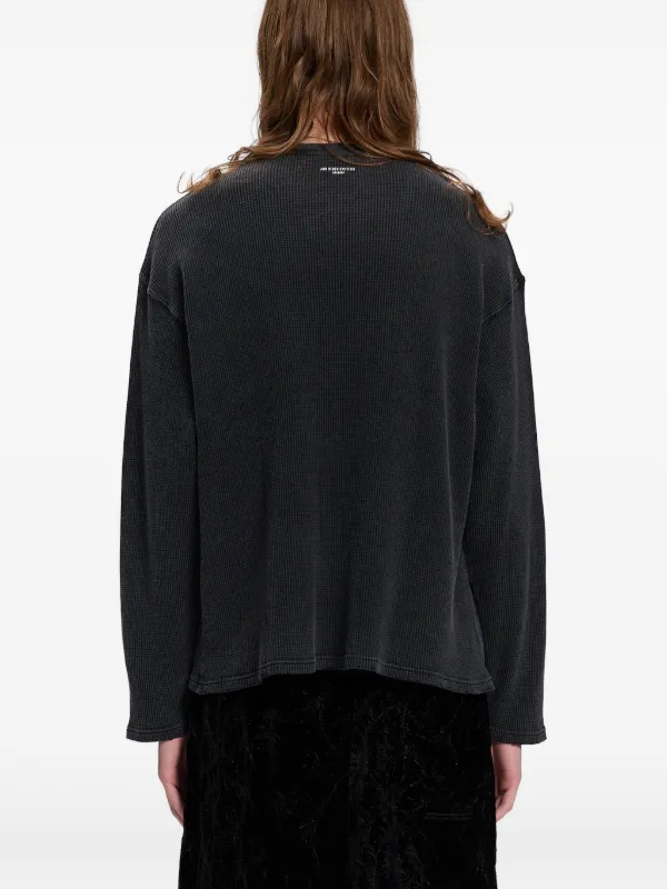 Ann Demeulemeester graphic-print waffle-knit T-shirt | Black