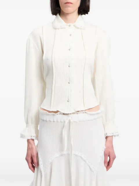 Ann Demeulemeester chemise en maille gaufrée bordée de dentelle