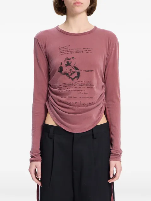 Ann Demeulemeester graphic-print drawstring-side T-shirt