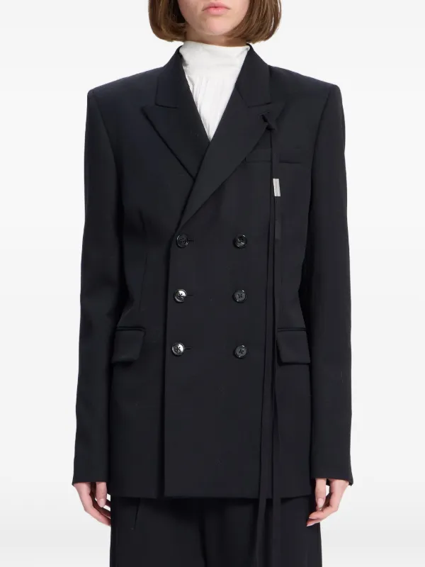 Ann Demeulemeester Double-breasted Gabardine Blazer in Black