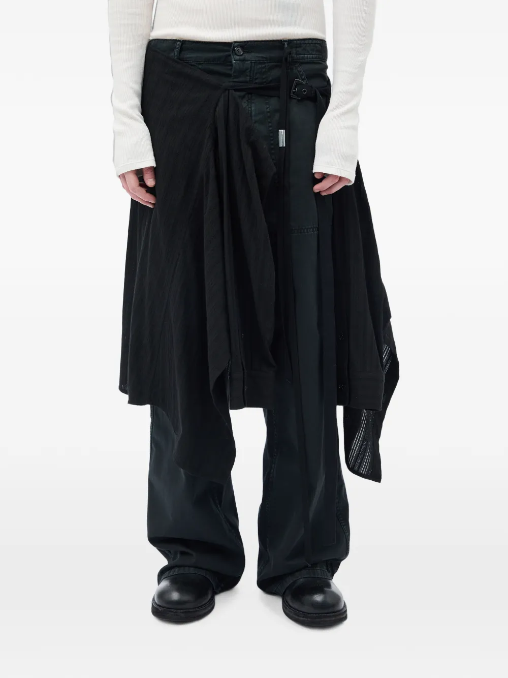 Ann Demeulemeester Aldrik shirt-apron midi skirt - Schwarz