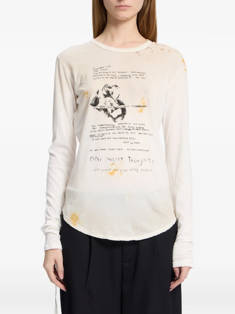 Ann Demeulemeester T-shirt met tekst Wit
