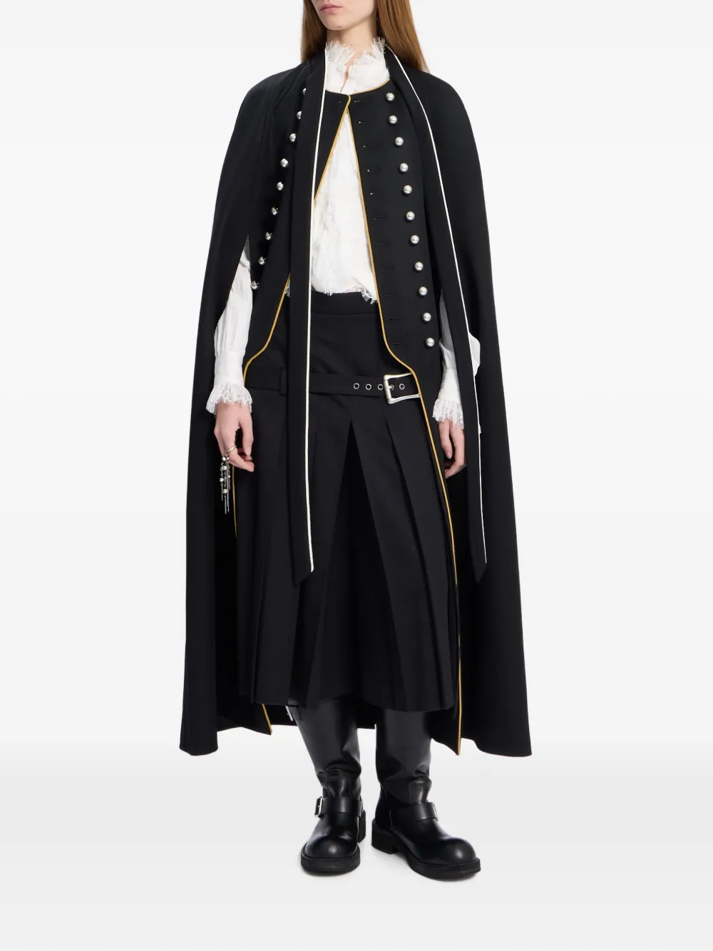 Ann Demeulemeester Button-embellished Cape in Black, view 2