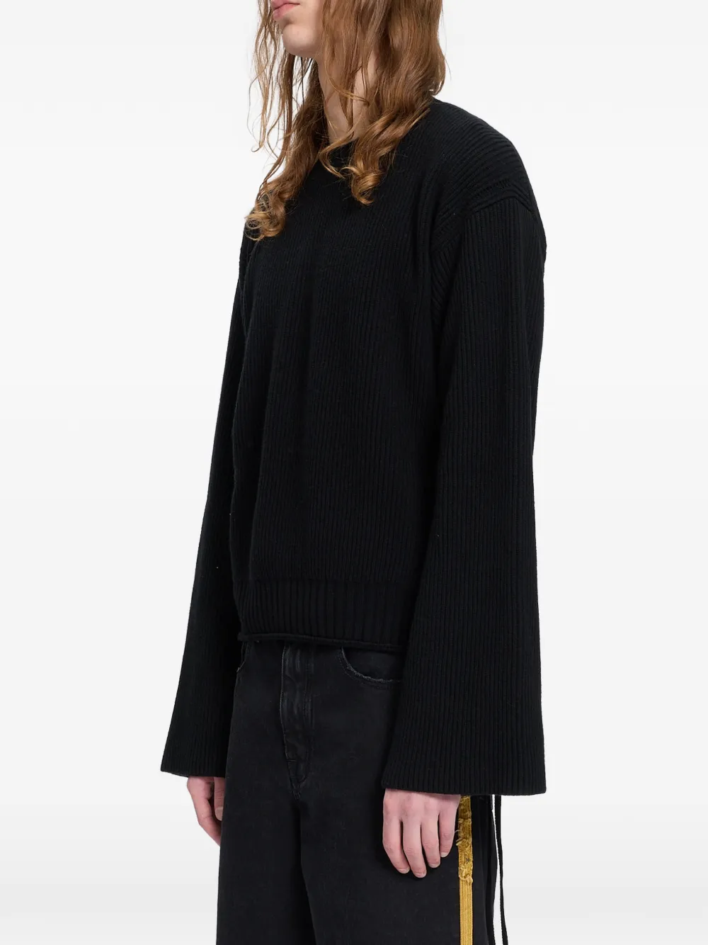 Ann Demeulemeester Ribgebreide trui met wijde mouwen Zwart