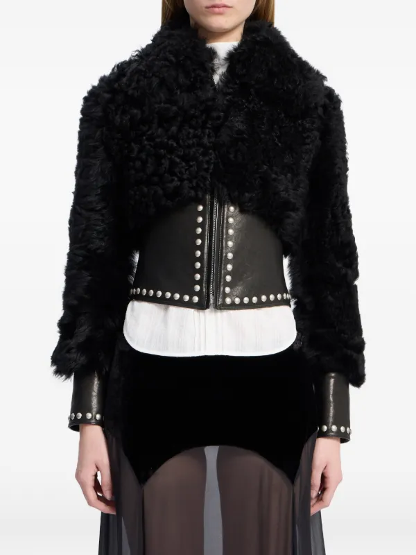 Ann Demeulemeester Stud-embellished Shearling Jacket in Black