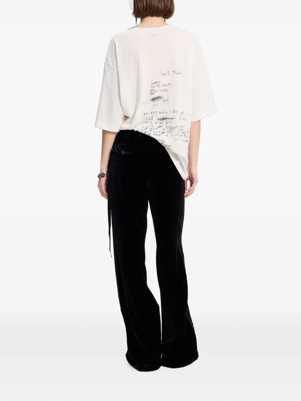 Ann Demeulemeester T-shirt met tekst Beige