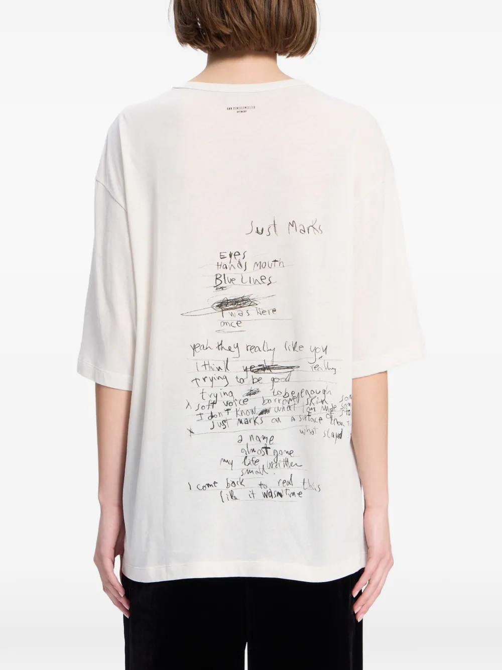 Ann Demeulemeester T-shirt met tekst Beige