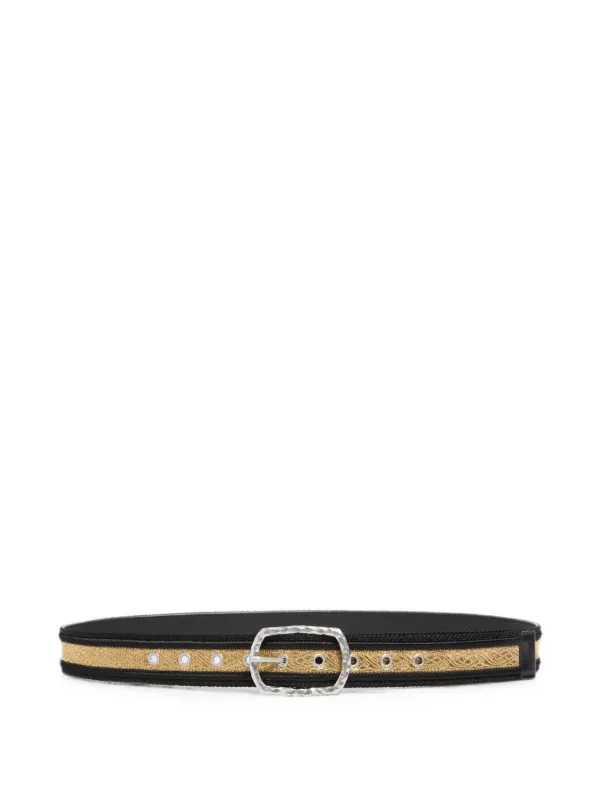 Ann Demeulemeester Regimental Jacquard Belt in Black