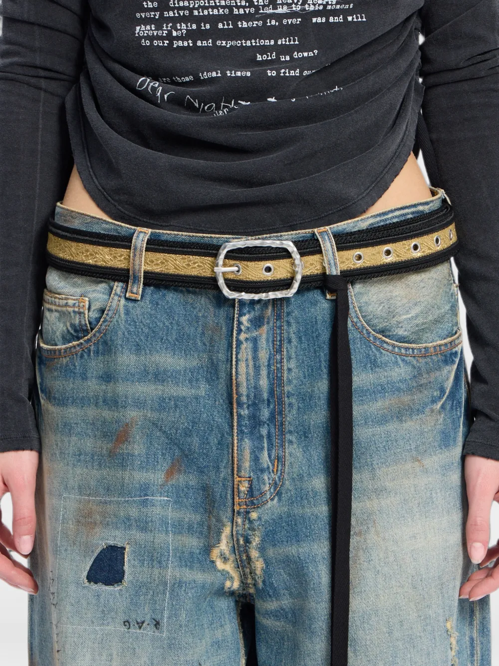 Ann Demeulemeester Riem met jacquard Zwart