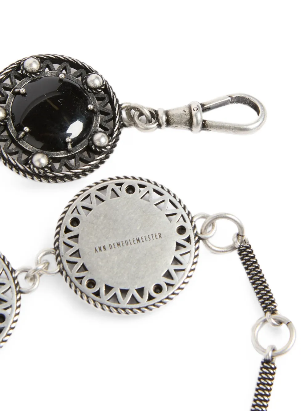 Ann Demeulemeester Cabochon-embellished Engraved Bracelet in Silver, view 3