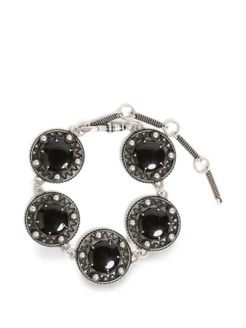 Ann Demeulemeester cabochon-embellished engraved bracelet