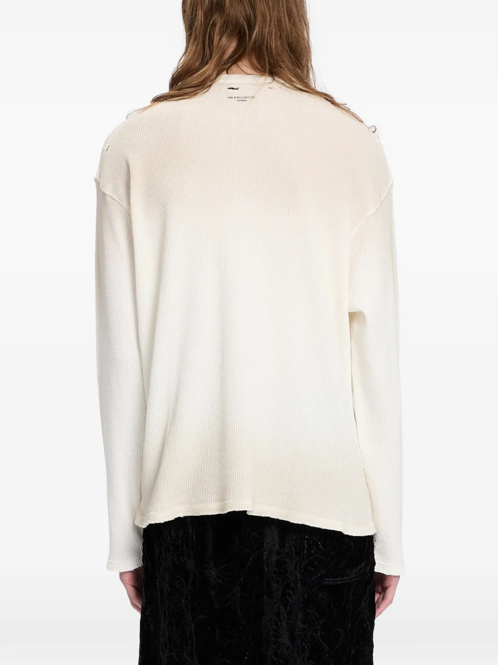 Ann Demeulemeester Gerafeld wafelgebreid T-shirt met lange mouwen Beige