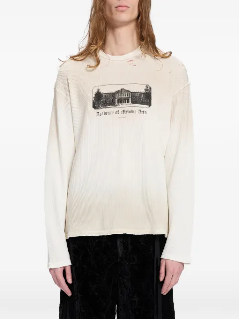 Ann Demeulemeester distressed waffle-knit long-sleeve T-shirt