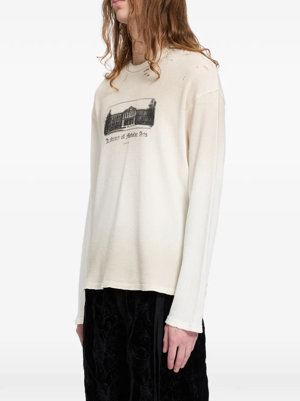 Ann Demeulemeester Gerafeld wafelgebreid T-shirt met lange mouwen Beige