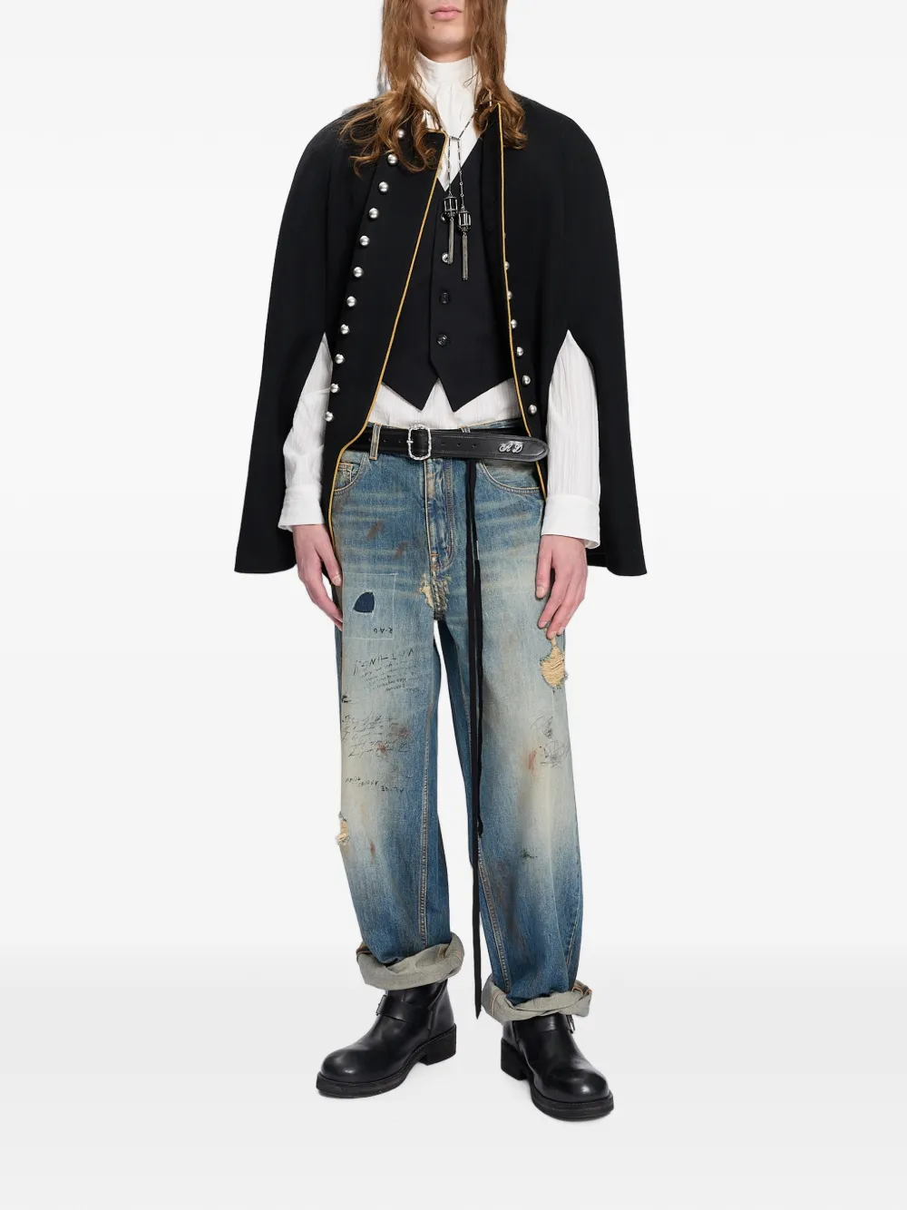 Ann Demeulemeester Evan Distressed Jeans in Blue, view 2