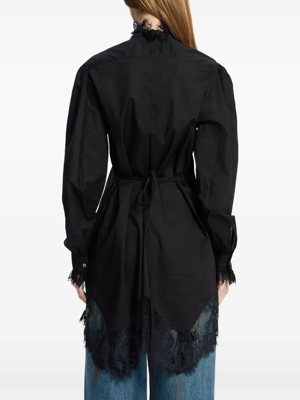 Ann Demeulemeester Blouse met ruches en kanten afwerking Zwart