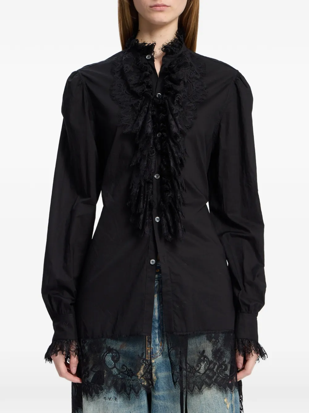 Ann Demeulemeester T-shirt con ruches - Nero
