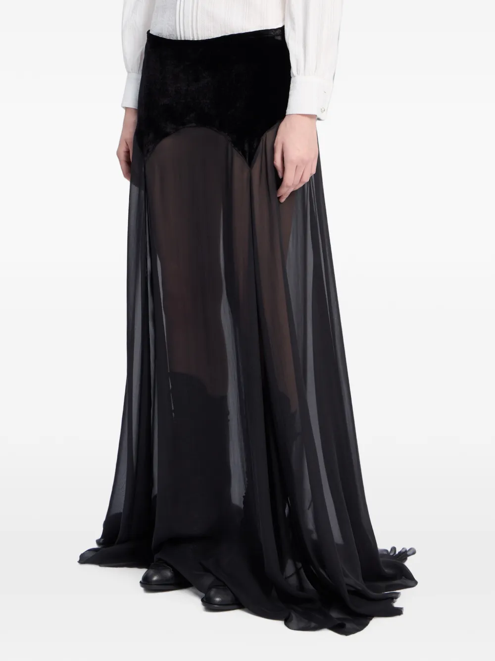 Ann Demeulemeester Silk-chiffon Maxi Skirt in Black, view 3