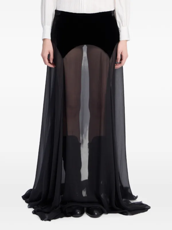 Ann Demeulemeester Silk-chiffon Maxi Skirt in Black