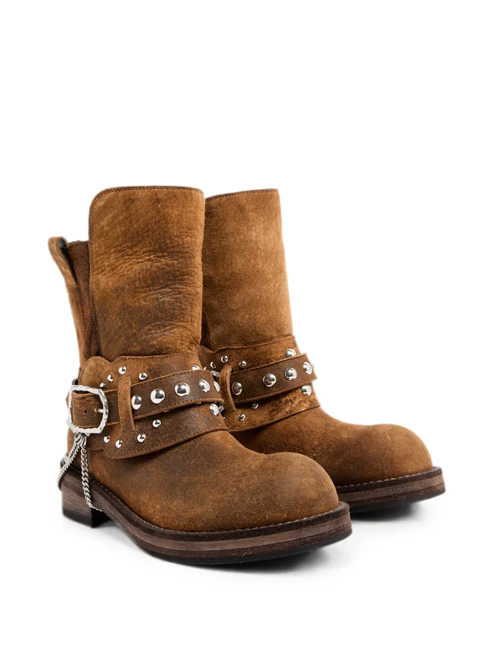 Ann Demeulemeester Laarzen verfraaid met ketting en studs Bruin