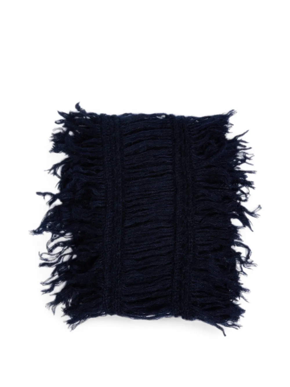 Ann Demeulemeester Gebreide sjaal met franje Blauw