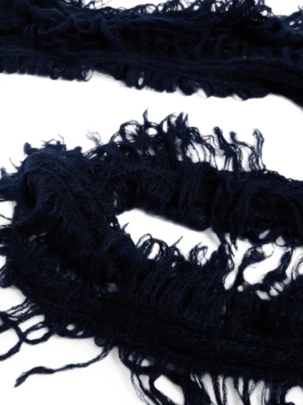Ann Demeulemeester brushed-knit Fringed Scarf | Blue | FARFETCH PT