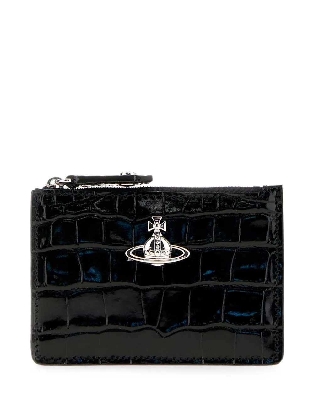 Vivienne Westwood Kartenetui mit Kroko-Optik - Schwarz