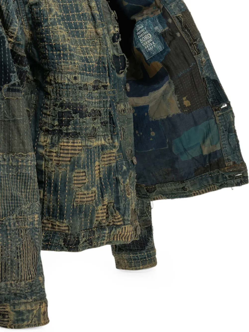 KAPITAL Boro denim jack met patchwork Blauw