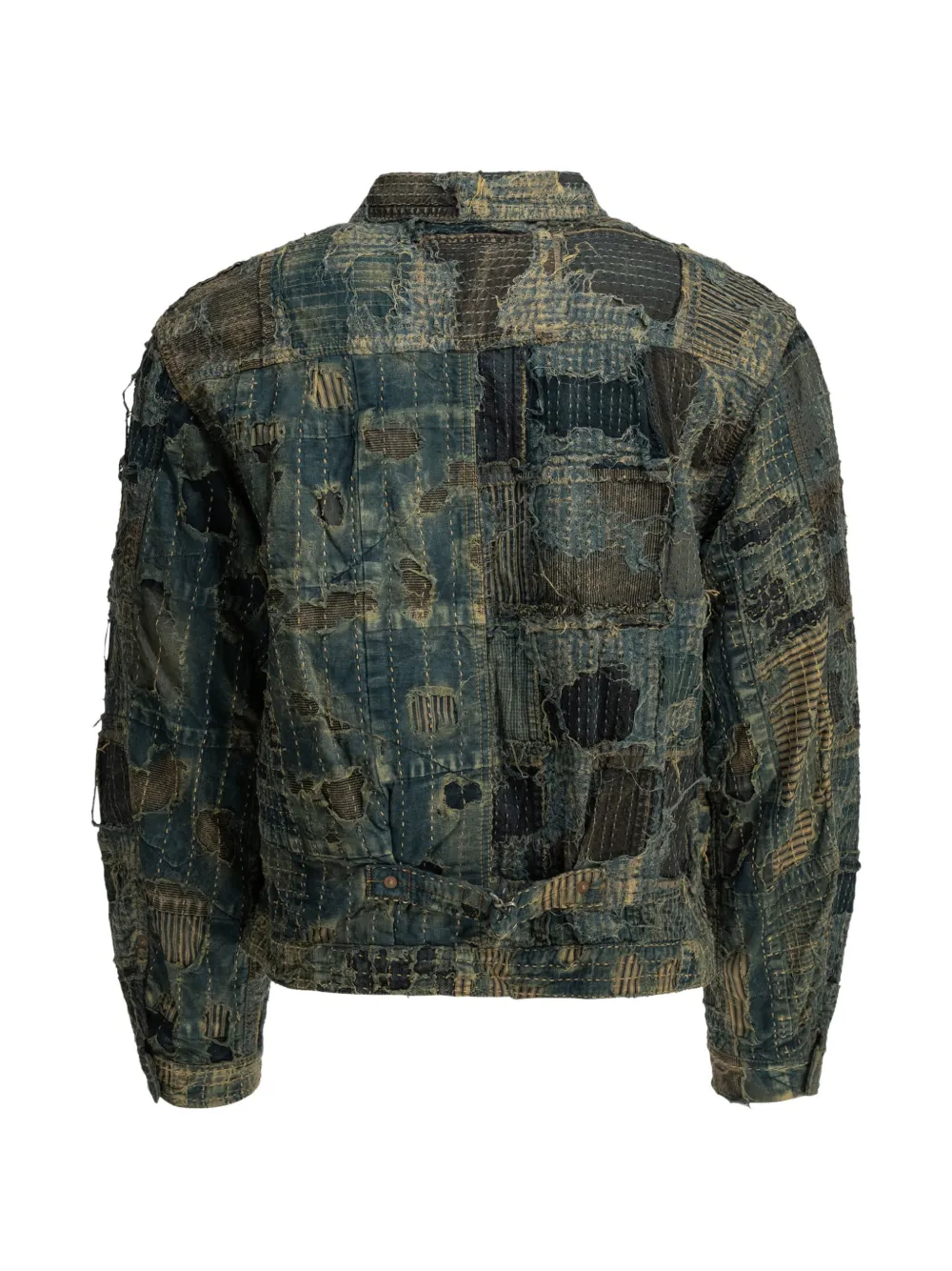 KAPITAL Boro denim jack met patchwork Blauw