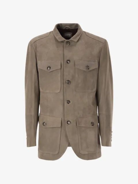 Brunello Cucinelli suede leather safari jacket
