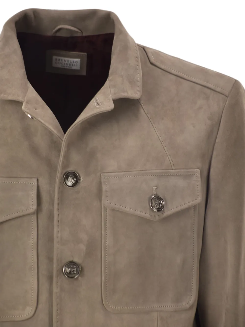 Brunello Cucinelli Suède leren jack Grijs