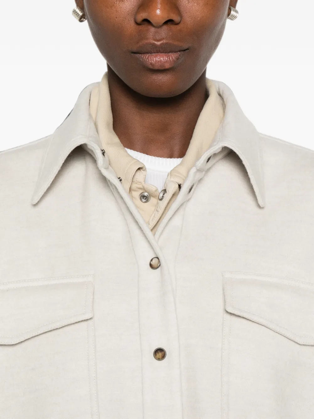 Brunello Cucinelli Jack met klepzak en knopen Wit
